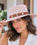Women's Straw Panama Hat with Leather-Look Band | Binen