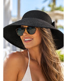 Women's Wide Brim Straw Sun Visor with Open Top and Adjustable Back | Aba